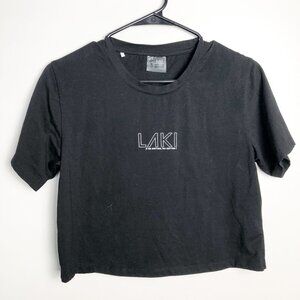 Laki Athletic Short sleeve Cropped Crewneck T Shirt Black Small